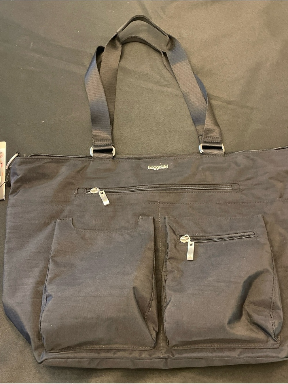 Baggallini Black Nylon Messenger Bag with Front Pockets